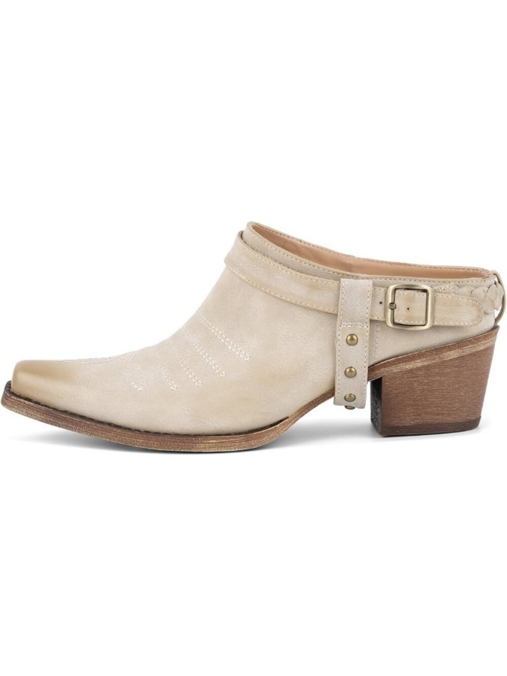 Stylish Women's Western Mule Clogs - Snip Toe, Slip-On, Block Heel, Faux Leather